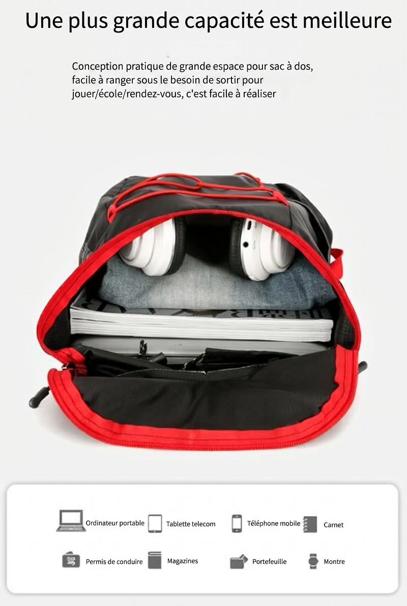 Sac à dos pliable 20L – format replié compact – facile à glisser dans un sac