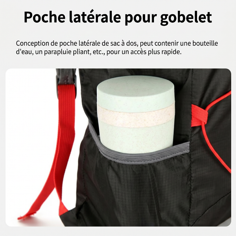Sac à dos pliable 20L – coloris Orange – léger imperméable randonnée