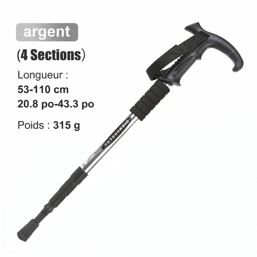 Bâtons randonnée télescopiques réglables 53-110cm – détail embout tungstène