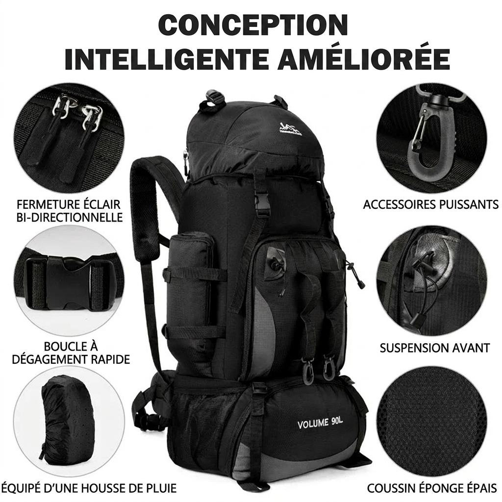 Sac à dos 90L – coloris Bleu Marine – randonnée multi-jours expédition