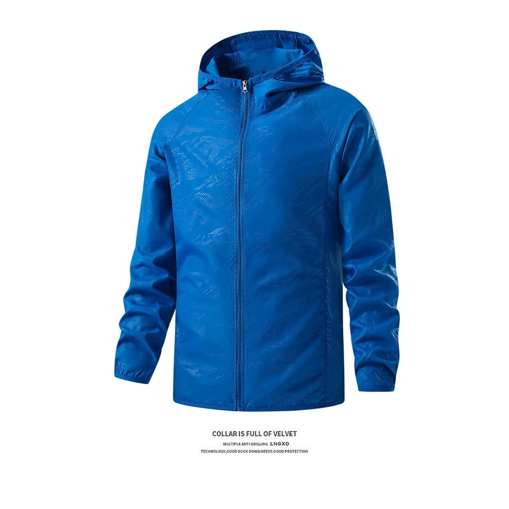 Veste randonnée anti-UV – coloris Bleu – unisexe tailles asiatiques M à 4XL