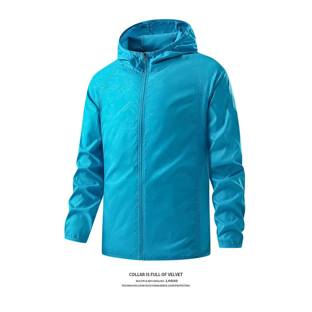 Veste outdoor légère anti-UV – coloris Bleu Ciel – impérméable coupe-vent